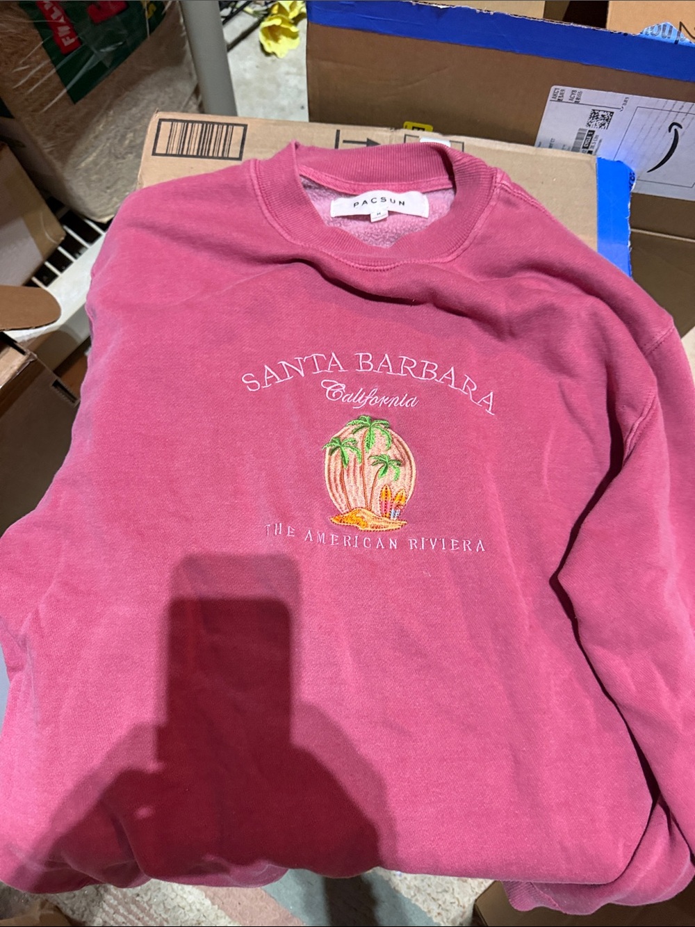 PacSun Santa Barbara Embroidered Graphic Crewneck - Rose